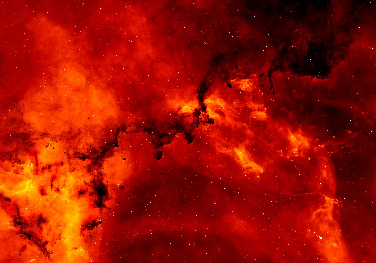 Shining Pismis 24 3 A vibrant, golden-hued nebula filled with swirling clouds of dust and gas, illuminated by bright, newly formed stars at its center. The image is highly detailed, showcasing intricate filamentary structures and dark cavities carved by stellar winds.