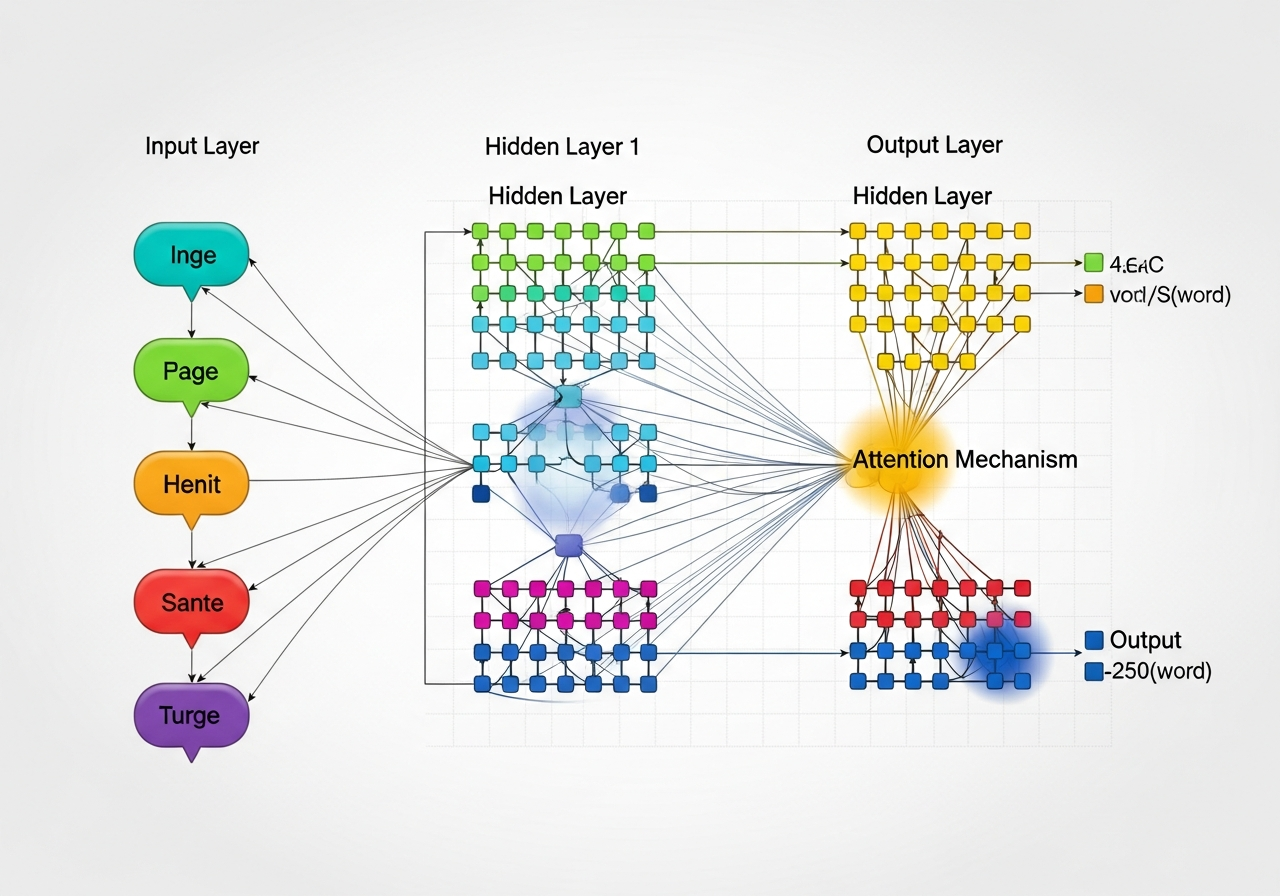 Meta just bought Manus, an AI startup everyone has been talking about 7 Technical diagram of a neural network processing natural language, clean design, vibrant colors