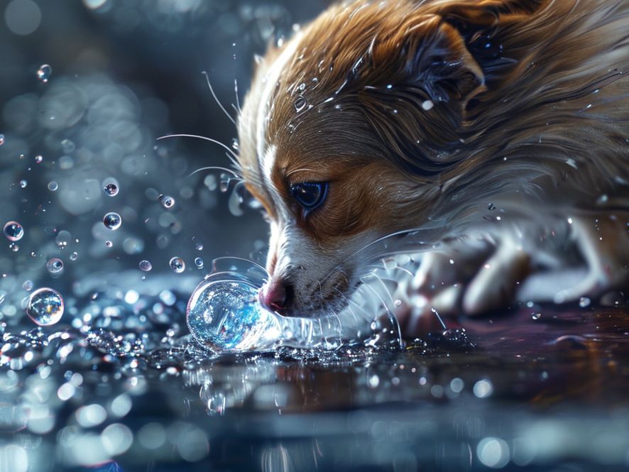 Water Droplet Science 7 Don Pettit in space demonstrating electrostatic forces on a water droplet, close-up view, scientific setting